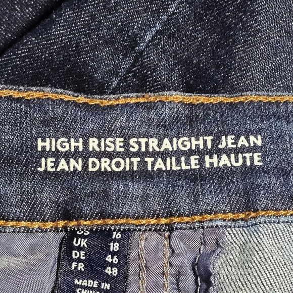 Lands End Size  16 High Rise Straight Jean In Dark Blue Denim Soft With Stretch - Picture 6 of 9